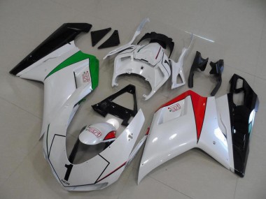 Carene Ducati 848 1098 1198 2007-2014 - Bianco Perla con Italy Bandiera