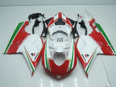 Carene Ducati 848 1098 1198 2007-2014 - Bianco & Rosso con Verde Banda