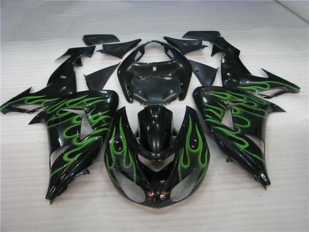 Carene Kawasaki ZX10R 2006-2007 - Nero Verde Fiamma