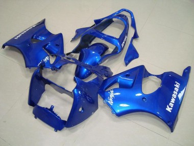 Carene Kawasaki ZX6R 2000-2002 - Blu con Bianco Decalcomanie