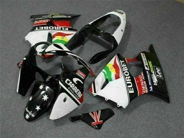 Carene Kawasaki ZX6R 2000-2002 - Nero Bianco Eurobet