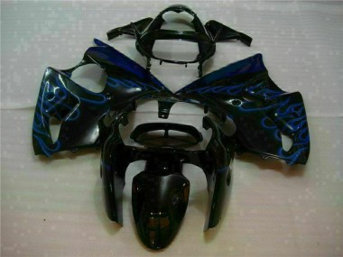 Carene Kawasaki ZX6R 2000-2002 - Nero con Blu Fiamma