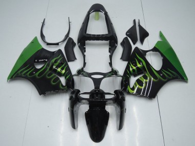 Carene Kawasaki ZX6R 2000-2002 - Nero con Verde Fiamma