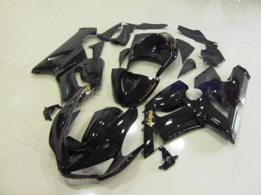 Carene Kawasaki ZX6R 2005-2006 - Lucido Nero Oro Decalcomanie